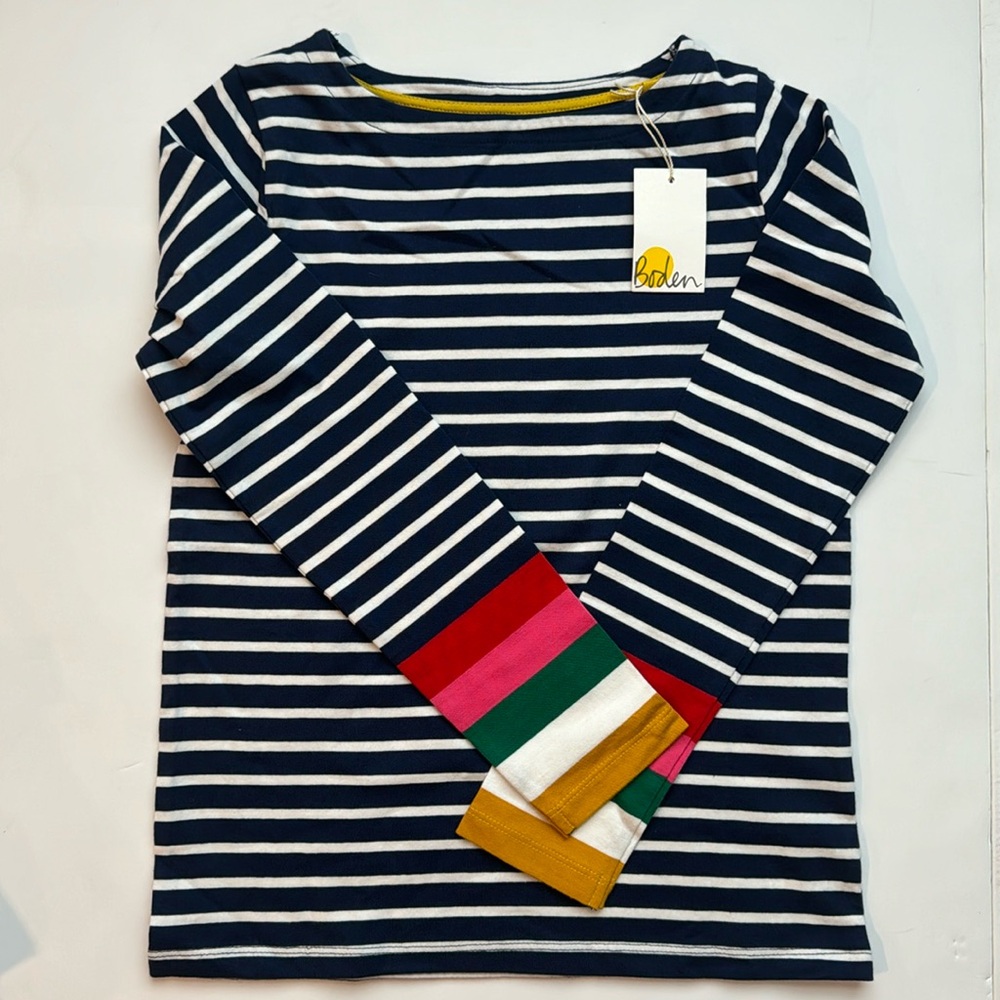 NWT Girls Boden Striped top (9-10Y)